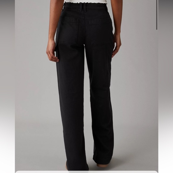 AE Dreamy Drape Woven Super High-Waisted Baggy Wide-Leg Pant - Black NWT - Picture 2 of 14